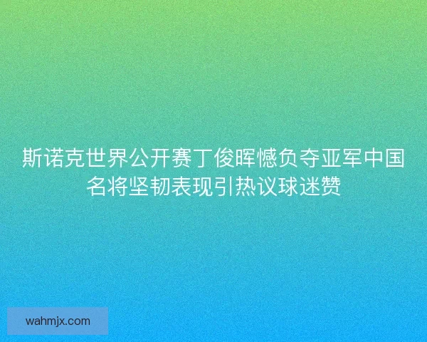 斯诺克世界公开赛丁俊晖憾负夺亚军中国名将坚韧表现引热议球迷赞