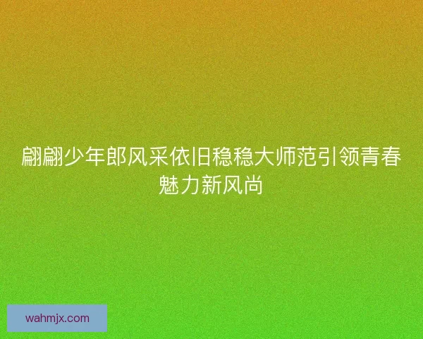 翩翩少年郎风采依旧稳稳大师范引领青春魅力新风尚